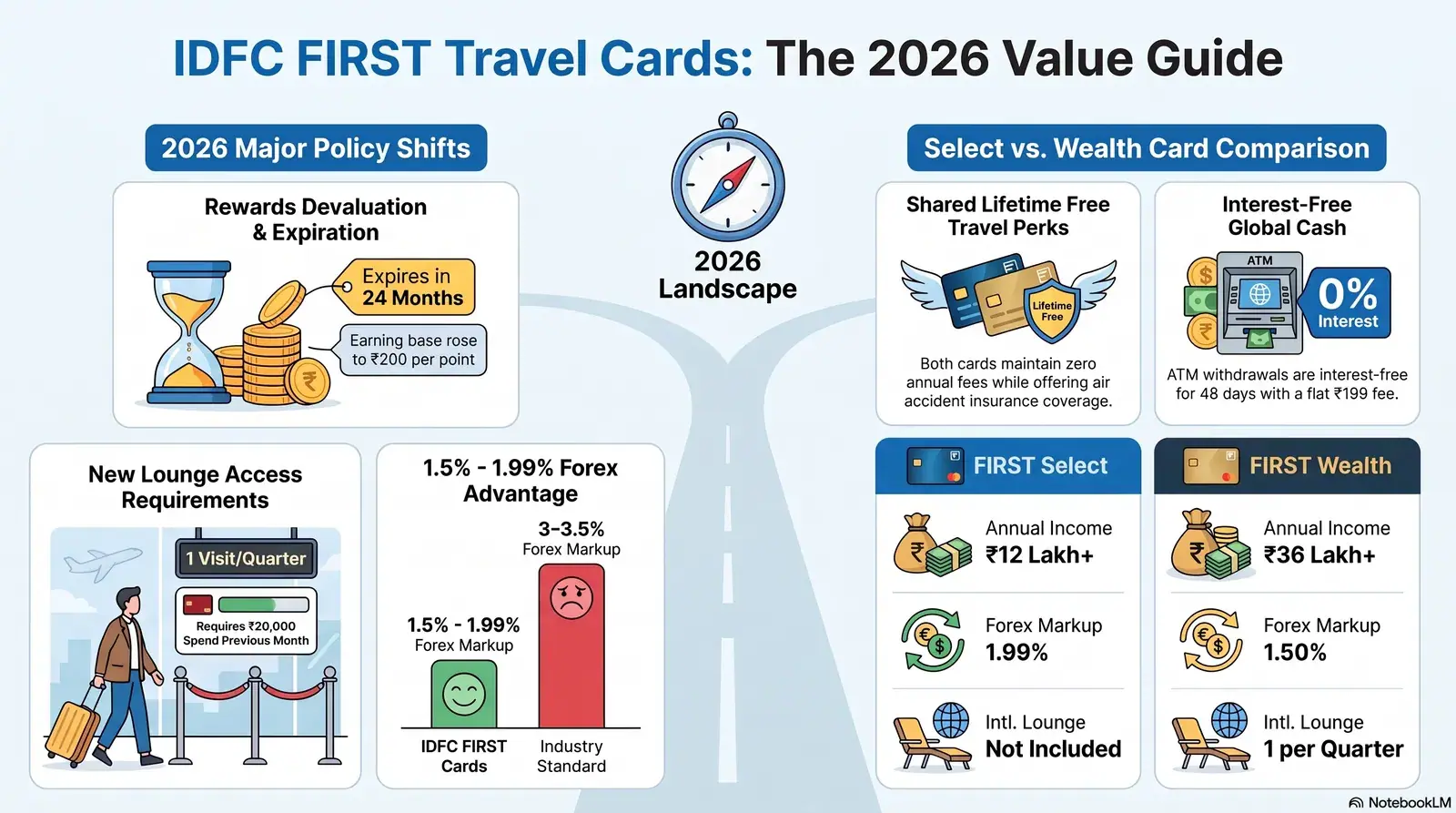 IDFC First Bank credit cards for flight bookings and travel 2026 guide — Select, Wealth comparison