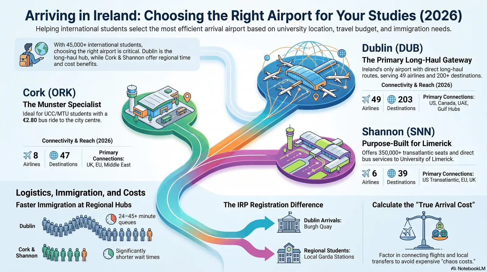 Dublin, Cork and Shannon airports compared for international students arriving in Ireland 2026