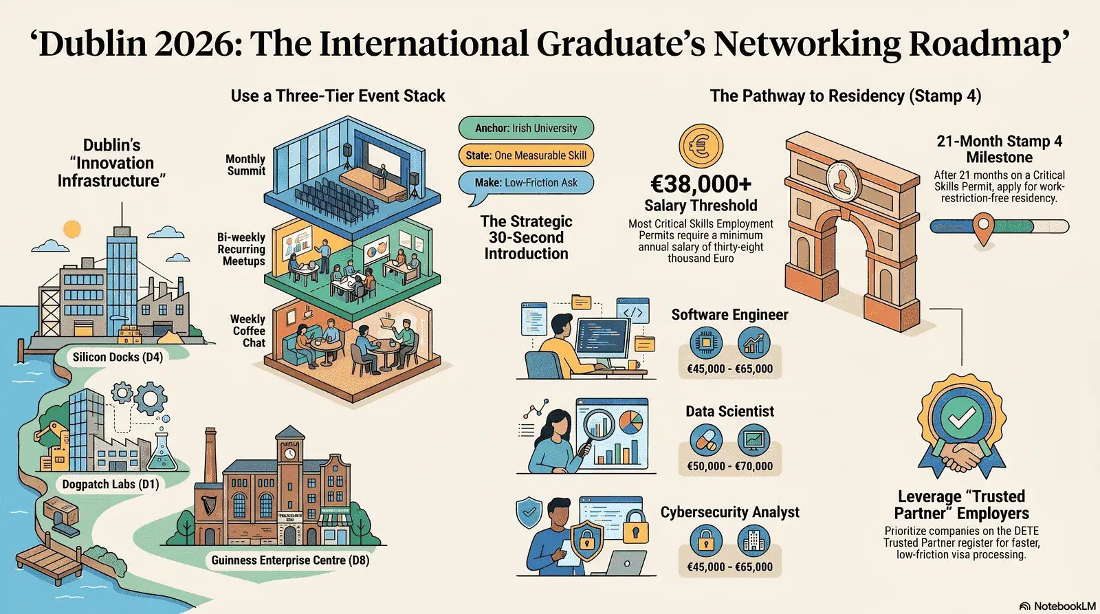 International students networking at Dublin tech events to secure post-study work permit 2026