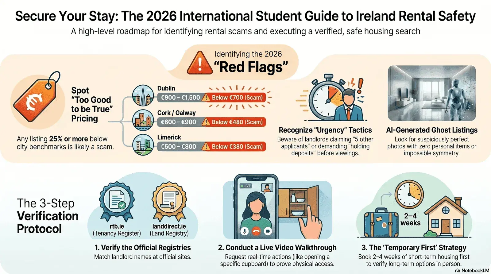 International student navigating the 2026 Irish rental market safely — avoiding scams in Dublin, Cork, and Galway