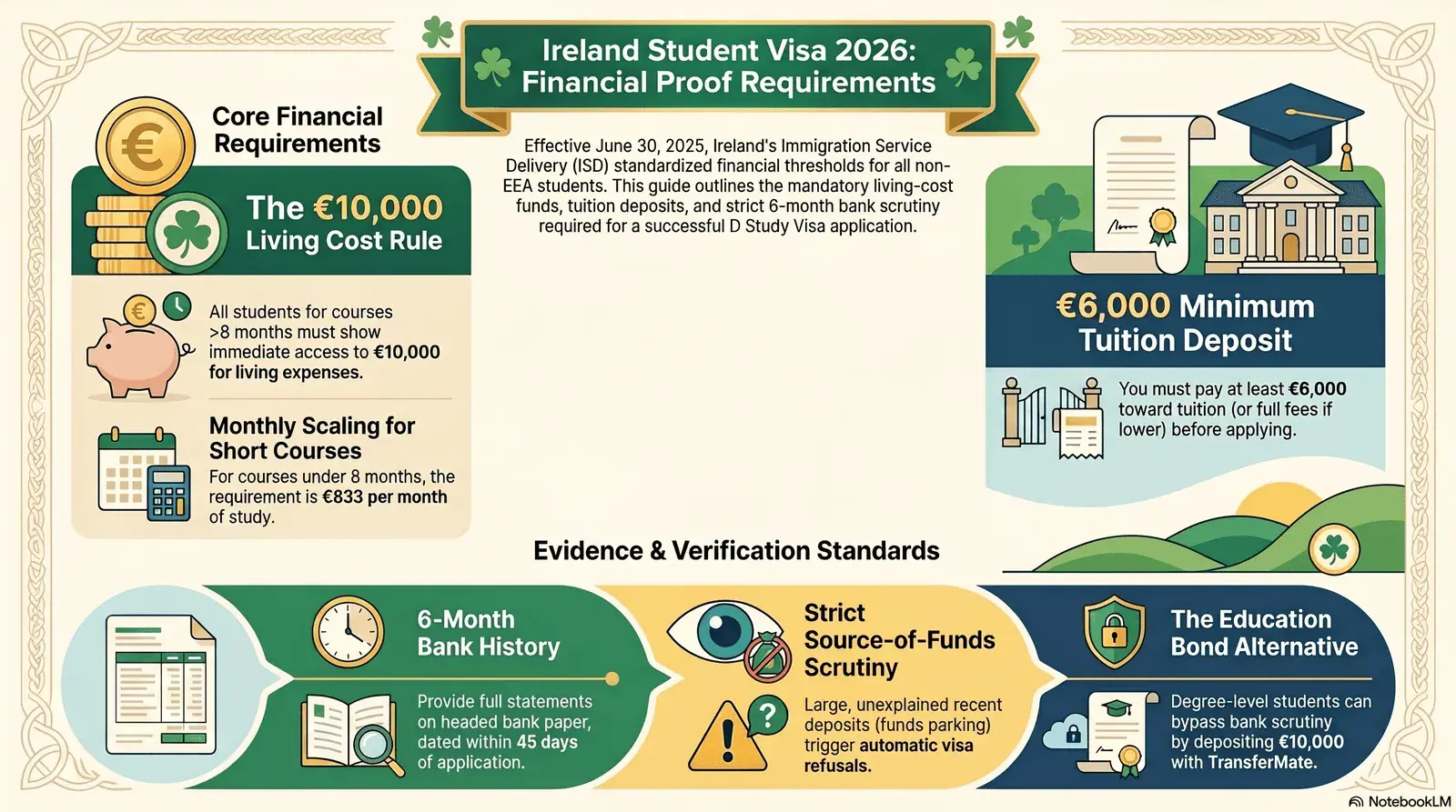 Ireland student visa 2026 financial proof update — €10,000 rule and bank statement guide