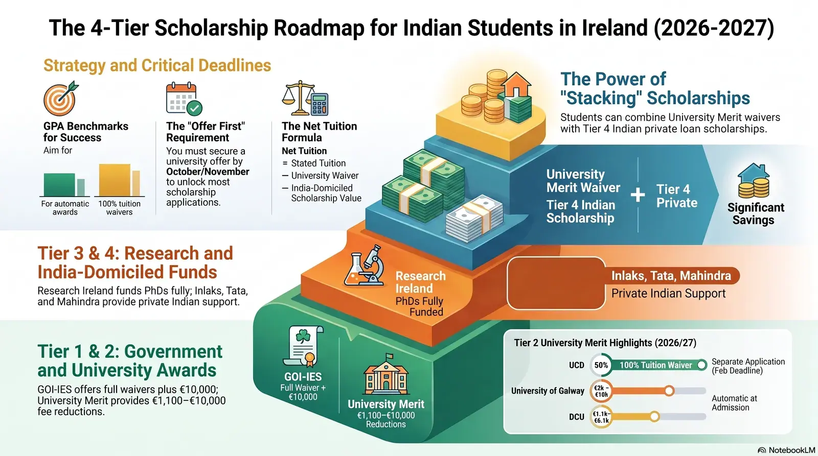 Scholarships for Indian students in Ireland 2026 — merit awards, GOI-IES and external funding