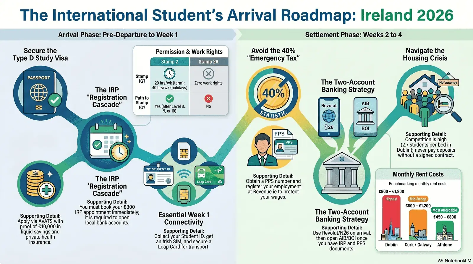 Arriving in Ireland: Student Visa, IRP Card, PPS Number, Work Rights, Housing, Health & Safety (2026)