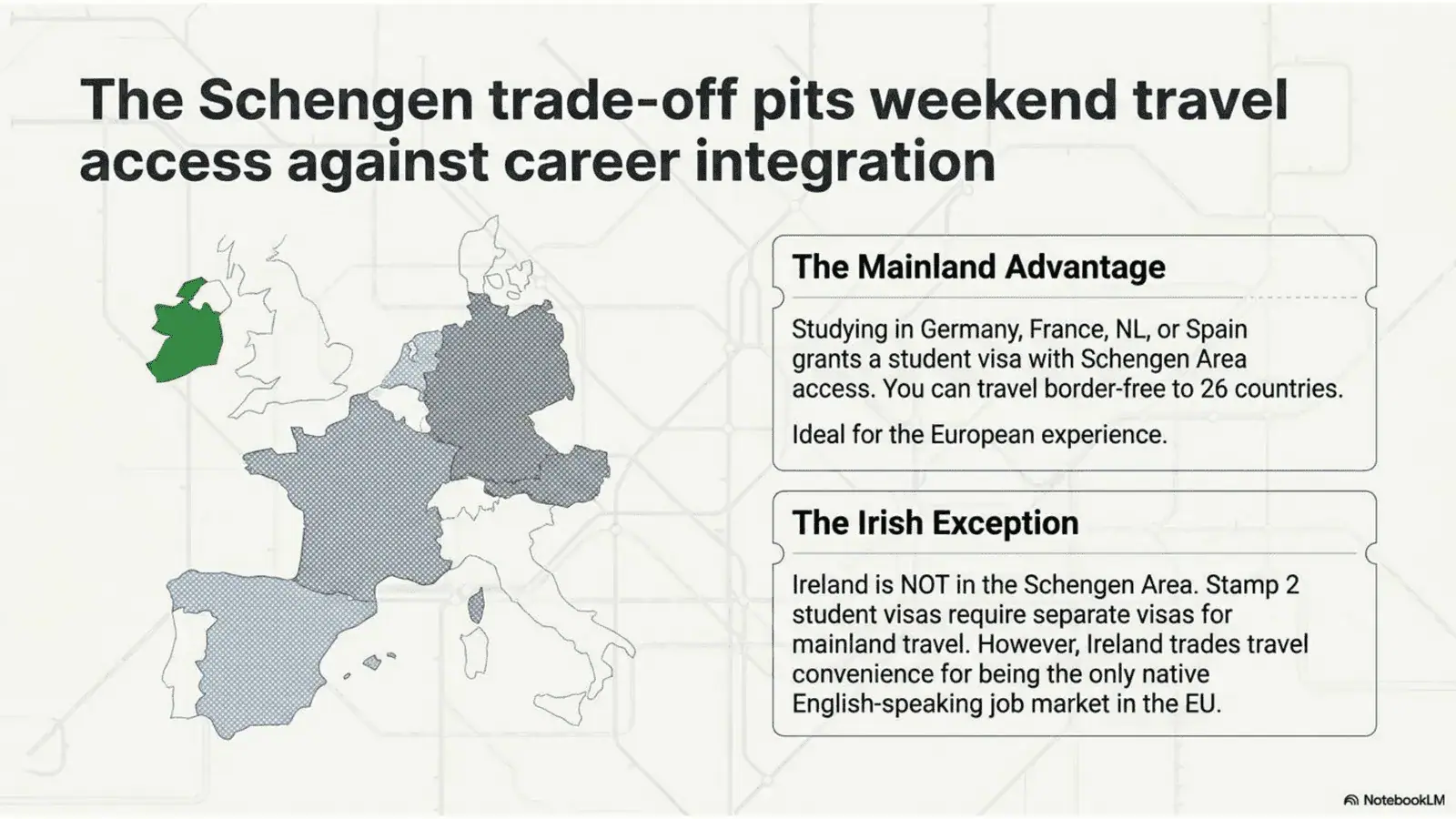 The schengen trade-off pits: Weekend Travel access against post-study employment opportunities.