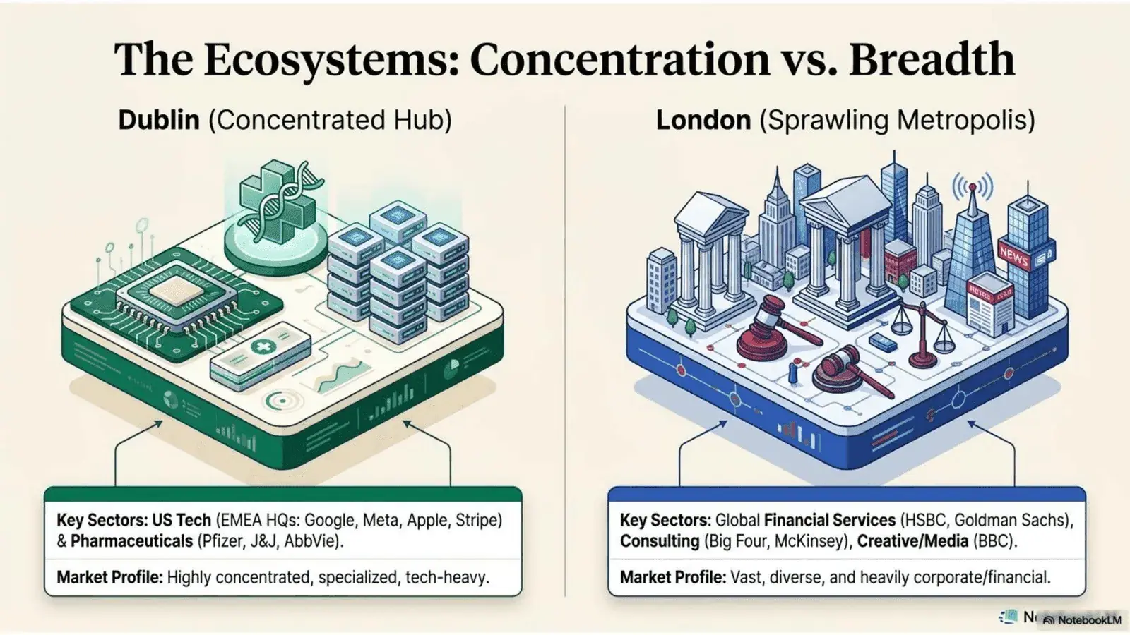 Dublin - Highly concentrated vs London - Broad and Diverse market