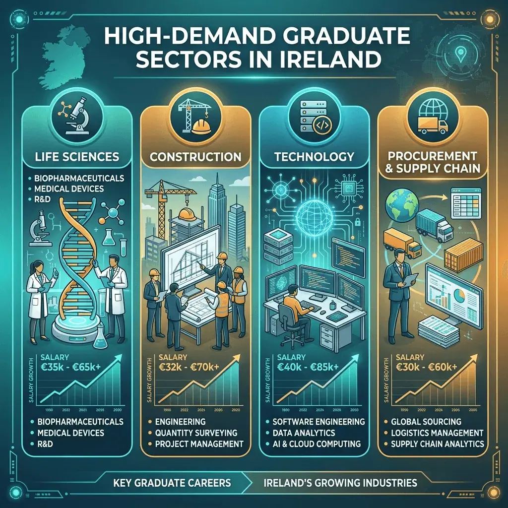Targeting the 2026 skill gaps — high-salary sectors hiring graduates in Ireland: life sciences, procurement, construction