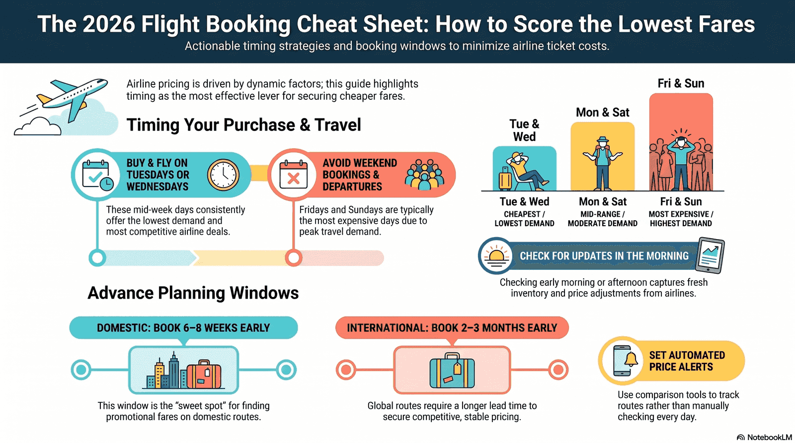 Best day to buy airline tickets seasonal calendar showing price trends by month
