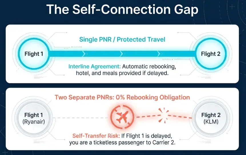 Flight self connection gaps and risks