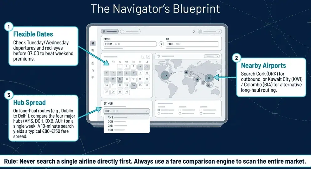 Flight Navigator's Blueprint: Flexible dates, Nearby Airports and Hub Spread