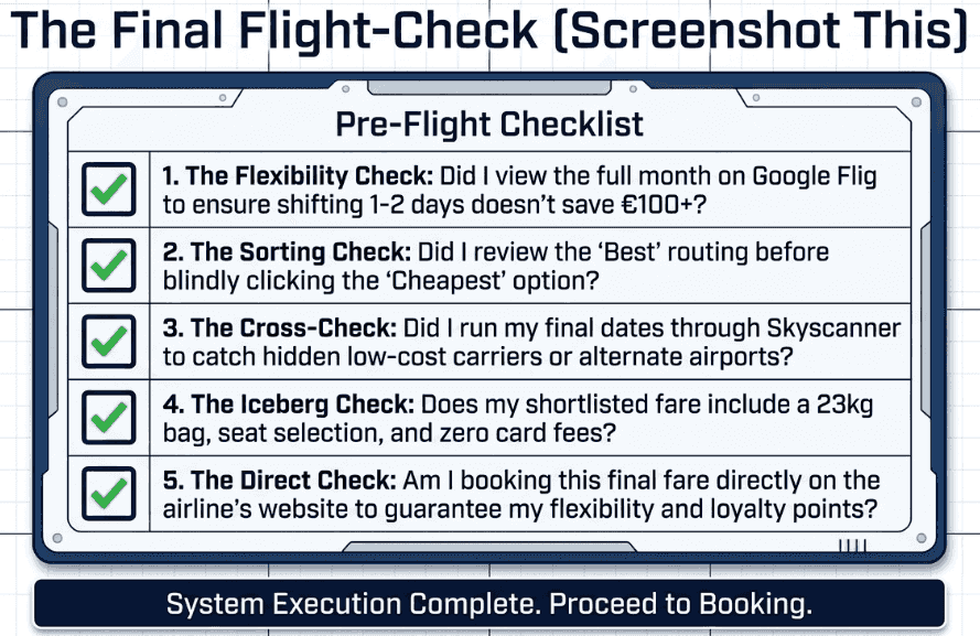 Flight booking checklist