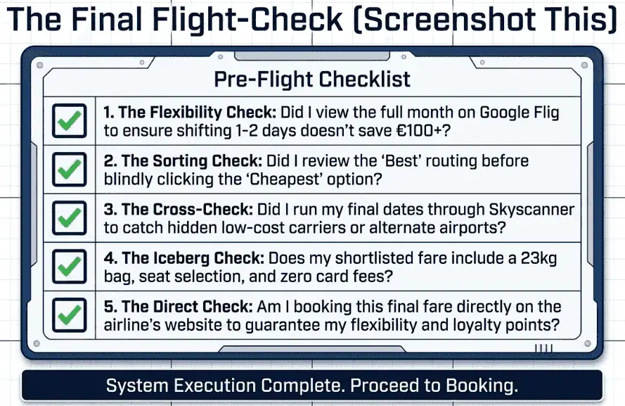 Flight booking checklist