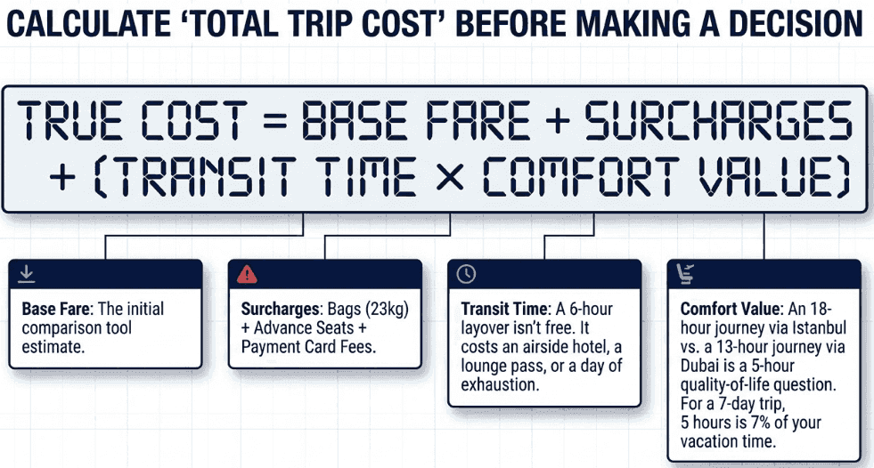 Always calculate total trip cost before making a decision