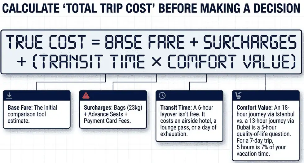 Always calculate total trip cost before making a decision
