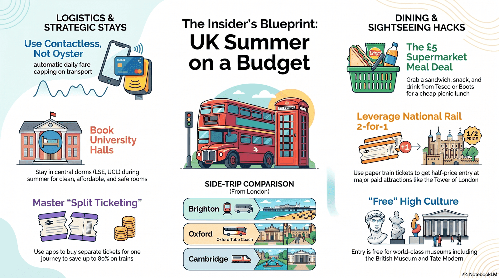 UK Summer Break infographic for budget travelers